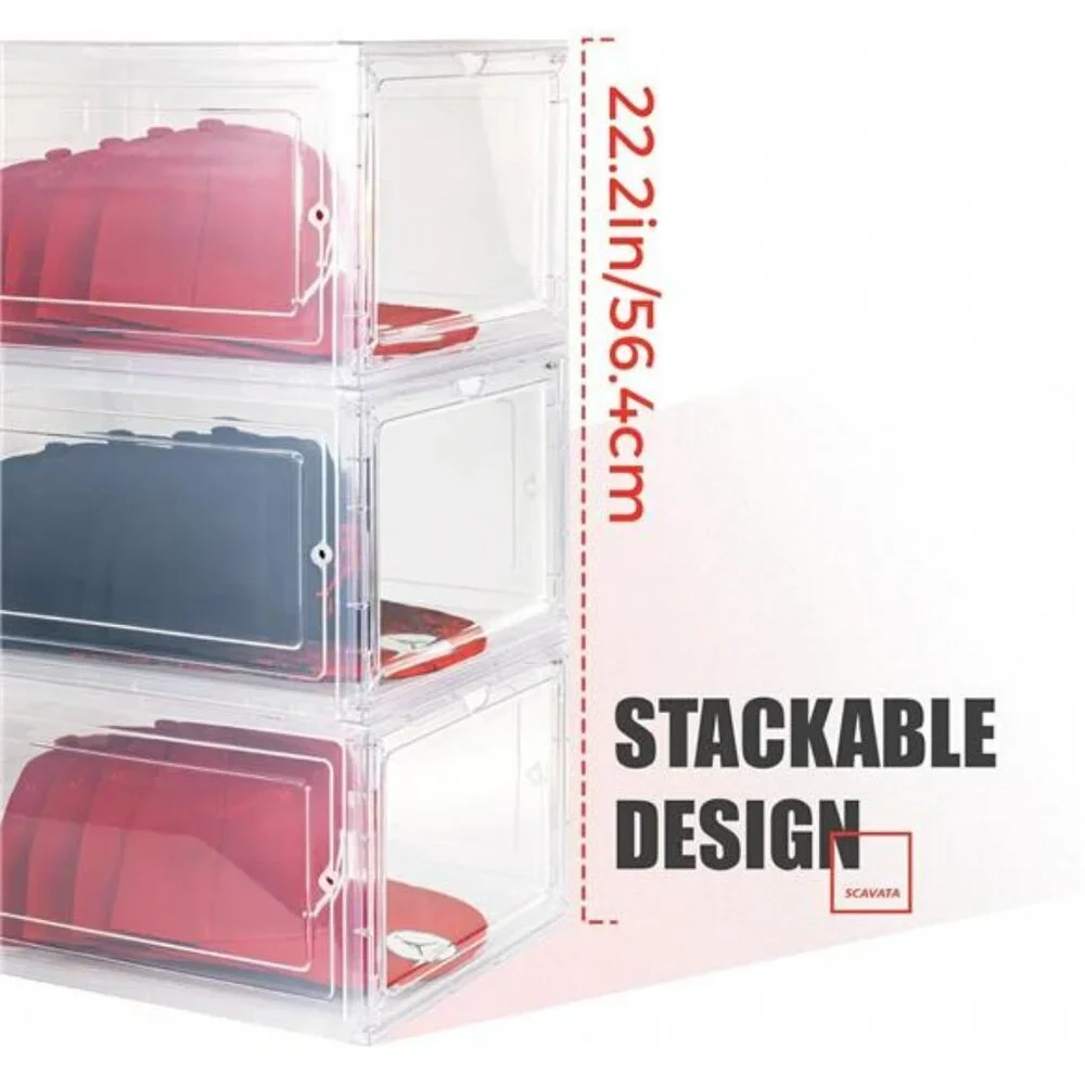 Clear Hat Organizer Box Set Stackable Baseball Cap Storage Display Holds 48